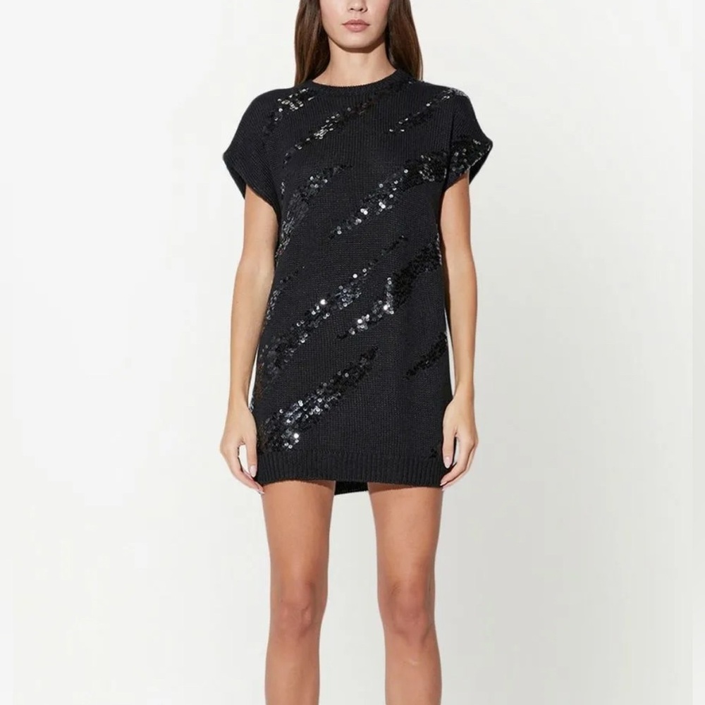NEW RTA Samantha sequin-embellished knit dress XS Black OS Party MSRP $495